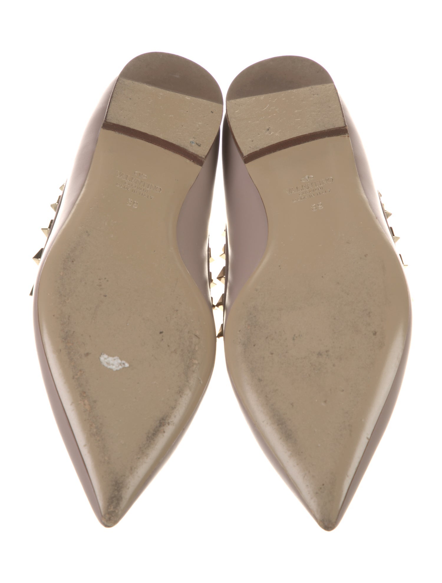 Valentino Rockstud Accents Leather Ballet Flats